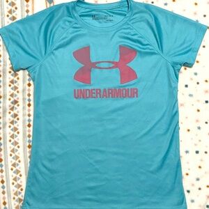 Under Armour Teal and Pink Girls Youth Large